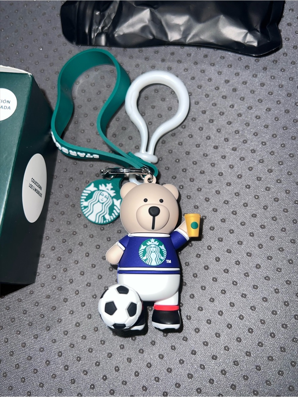 Open box limited edition Starbucks fifa bearista keychain